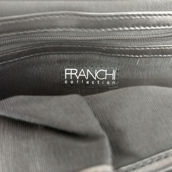 BLACK EVENING CLUTCH w/ Chain by FRANCHI - Picture 7 of 8